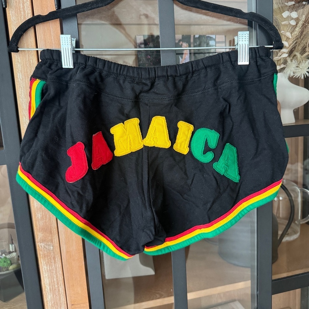 Vintage Y2K Jamaica One love embroidered booty shorts micro low rise rasta flag